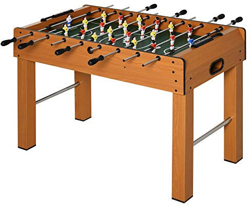 HOMCOM Futbolín de Madera Profesional para Niños y Adultos Mesa de Futbolín con 8 Barras y 2 Pelotas para Casa o Salas de Juego Fácil de Montar 122x61x80,7 cm Natural