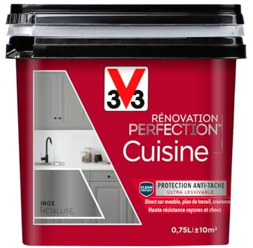 V33 Peinture de rénovation cuisine, Rénovation perfection Inox Métallisé 750ml