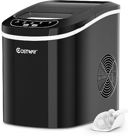 COSTWAY Fabbricatore di Ghiaccio 12kg/24h, Macchine per Cubetti di Ghiaccio, Produttore per Ghiaccio con Serbatoio 2,2L (Nero)