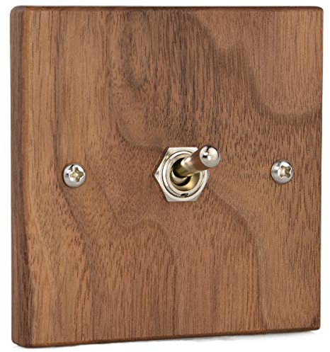 Walnut Wall Switch Panel, Retro Hand Made Switch, 10A 110V-250V, Brass Lever (1 Gang)