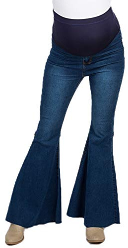 oneforus A Vita Alta Slim maternità Pantaloni a Zampa d'elefante in Denim Pantaloni Gravidanza Jeans Premaman per Donne Incinte