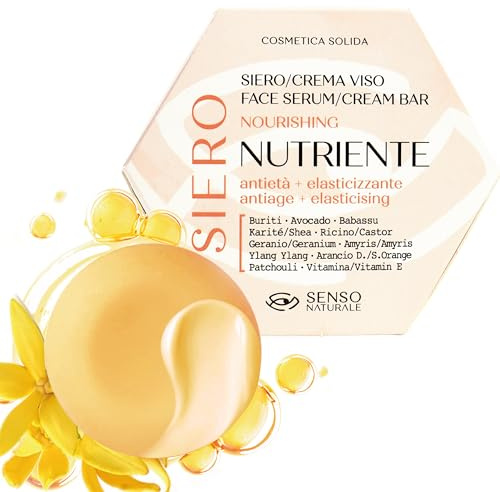 Senso Naturale Festes Gesichtsserum Anti-Aging Elastizitätsfördernd Nährend mit Vitamin E, Gesichtscreme für Trockene oder Reife, Tonisierende Nachtmaske 100% Natürlich, Biologisch und Vegan