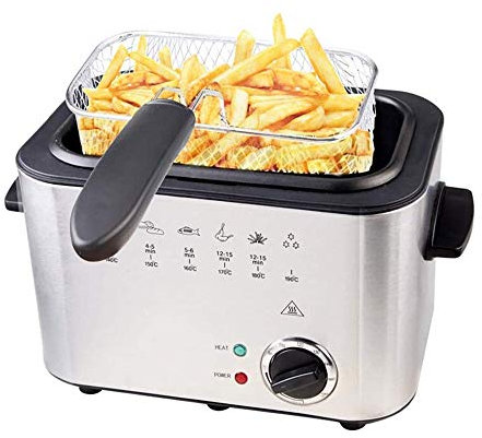 NCRD Freidora Profunda eléctrica de Acero Inoxidable de 1200 vatios, 1.5L / 6 Taza, Acero Inoxidable
