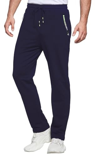 ZOXOZ Pantaloni Sportivi Uomo Cotone Pantaloni da Jogging Sportivo Pantaloni di Tuta Slim Fit con Tasche Zip Blu M