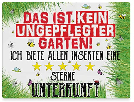 Metallschild für den Garten - Kein ungepflegter Garten - Geschenk für Gärtner, Gartenschild für draußen, Outdoorschild aus Aluminium | Wetterfest, 21x15 cm