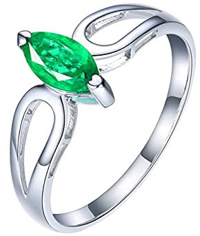 Daesar Eheringe Platin 950 Damen, Verlobung Ring mit 0.5ct Marquise Smaragd Eheringe Nickelfrei Weißgold mit Moissanit Ringgröße 54 (17.2)