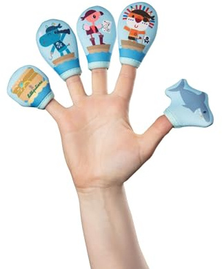 Lilliputiens - Fingerpuppen Piraten - Badespielzeug mit 5 Fingerpuppen aus Neopren - Lustig und lehrreich, fördert Feinmotorik und Fantasie - Ab 10 Monaten - 83353