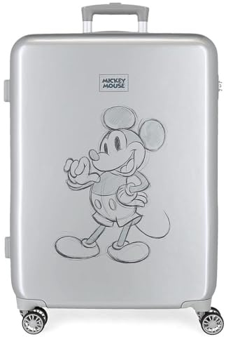 Disney Mickey 100 Mittelgroßer Koffer Grau 48 x 68 x 26 cm Starres ABS Seitenkombinationsschloss 70 l 3 kg 4 Doppelrollen