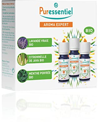 Puressentiel – Coffret Huiles Essentielles Bio – Lavande Vraie, Citronnelle et Menthe Poivrée - Fabrication française - Idée cadeau - lot de 3 x 10 ml
