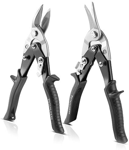 STAHLWERK 2er Set Profi Blechscheren rechter, linker Schnitt aus Chrom-Vanadium Stahl für Bleche bis 1,25 mm Dicke