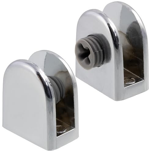 AERZETIX - C41685 - Lot de 2 pattes supports à glace pour vitre miroir 3-7 mm - pince à verre demi-lune - finition chrômée