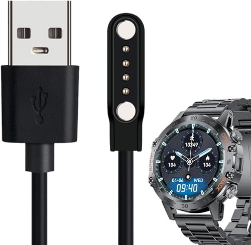 Blueshaweu Compatible for LEMFO K52 Smart Watch Charger, 4 pins Magnetic USB 100cm Replacement Charging Compatible with LEMFO,LIGE,SUNKTA/Linwear/EIGIIS/ATEVENSE/ESFOE/K52 1.39 Military