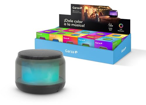 Garza - Altoparlante portatile Rio con 15 modalità di luce LED multicolore, suono a 360 75 dB, Bluetooth, vivavoce, USB-C e Micro SD, design compatto nero,raccomandato per feste e attività all'aperto