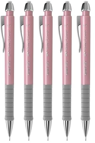FABER-CASTELL 205209 – tryckpenna apollo rosashadows, 5 stycken, hårdhetsgrad B, stift 0,7 mm, inkl. suddgummi