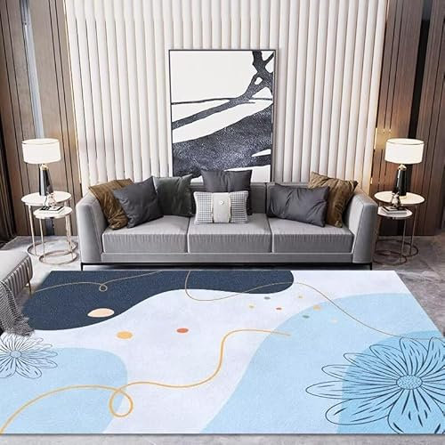 Teppich Kinder Teppich babyzimmer mädchen Keine Allergien Blau Wohnzimmer Mitte Teppich modernes Design Linie Dekoration schallisoliert Flur Dekoration 180x250cm