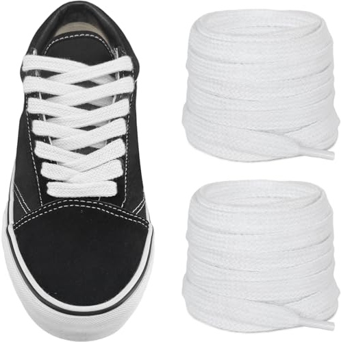 NDTEZUGT 8mm Lacets Plats pour Vans Old Skool/Era/Authentic Skate Baskets | Cordes Lacets de Replacement en Coton pour Chaussures de Sport en Toile
