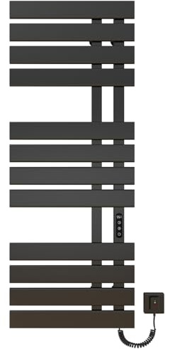 Elektrischer Handtuchhalter, WiFi Badheizkörper Elektrisch, 500×1300mm | für Alexa und Google Home and APP, 460W, Schwarz Handtuchtrockner, Elektrisch Badheizkörper Handtuchhalter -WiFi Black Right