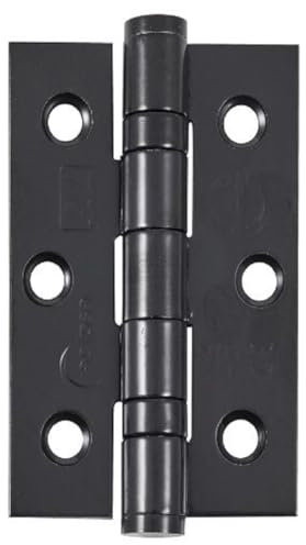 Eclipse Steel Ball Bearing Door Hinges, 3 Inch 75mm, Grade 7 Fire Rated, One Pair & Screws (Matt Black)
