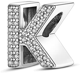 QIKAOLA S925 Sterling Silber A-Z Anfangsbuchstaben Charms für Pandora Armbänder Alphabet Charms Perlen für europäische Armbänder und Halsketten