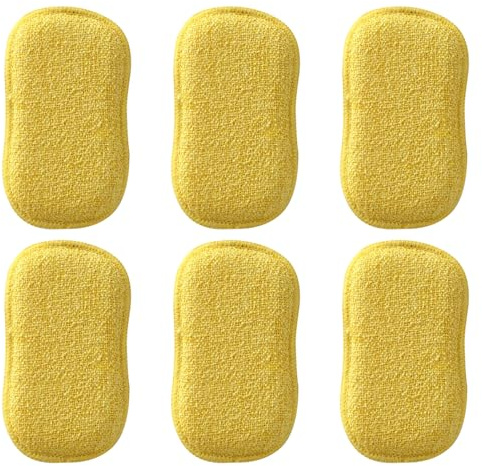 6 Pezzi Spugna Lavabile in Microfibra a Doppia Faccia, Spugna Lavabile Riutilizzabile, Spugna da Cucina in Microfibra AntiGraffio, Spugne per Piatti in Microfibra, per Cucina