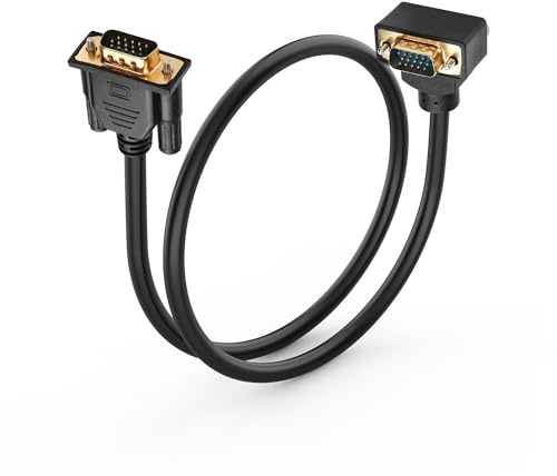 PNGKNYOCN 90 Degree VGA Cable,1080P Full HD Right Angled Upward Bend VGA Male to Straight Male Monitor Video Adapter Cable for Computer Monitor Projector and More 0.5M (Up)