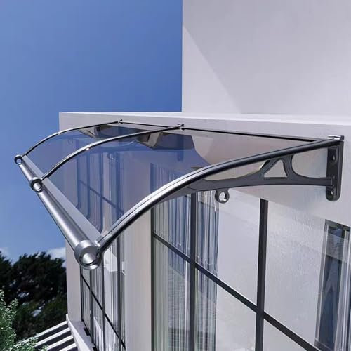 Vordach Haustürvordach,Aluminium Vordach für Haustür Tragkraft 300KG,Pultbogenvordach,Pultvordach,Breite 60/80/100/120/150 cm optionale,für Draußen Sonnenschutz Regenschutz (60x150cm/24 x59)