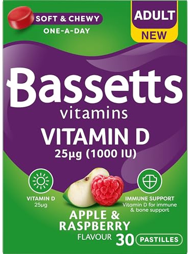 Bassetts Adult Vitamin D 25µg (1000 IU) Apple & Raspberry 30 Gummies