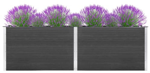 DYRJDJWIDHW jardineras de Madera,Jardinera Madera,Jardinera con Enrejado,Arriate Elevado de WPC Gris 200x100x91 cmIdeal para Jardines, Salones Donde se necesite