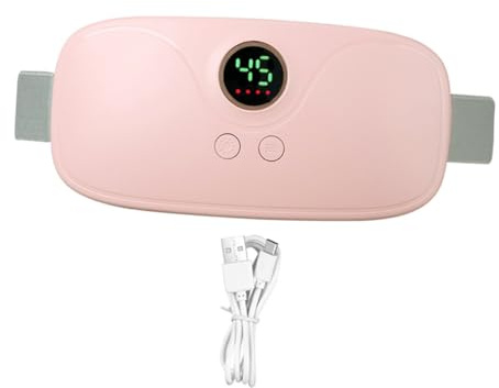 Cinturón Térmico Menstrual Rosa Vibración, 1 Juego | Calentamiento Constante, para Abdomen y Cuello, Abs Cobre, Flannelette y Tela Elástica, Carga USB