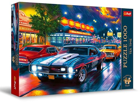 Trefl Premium Plus Quality - Puzzle Tea Time: Recorrido por la Noche - 1000 Piezas, Serie de Pinturas nostálgicas, para Adultos y niños a Partir de 14 años