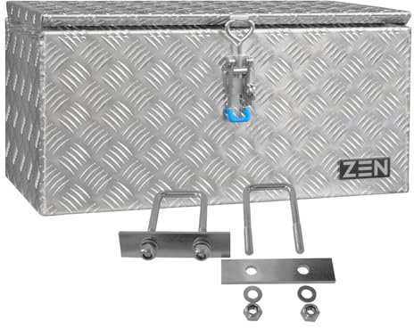 Deichselbox Alu Riffelblech 600 x 300 x 300 mm inkl. 2 Gasdruckfedern und Spannbügelverschluss, inkl. MON3002, Anhängerbox, Staukasten, Daken ZEN, Edelstahlhaus GmbH