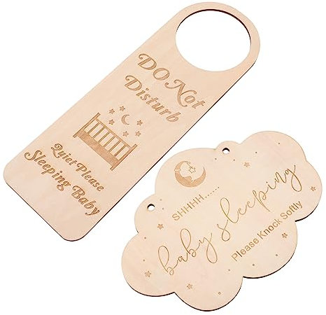 ERINGOGO 2stücke Lustiges Schlafschild Schild Holz Hängen Zeichen Plaque Schlafen Schild Shower Junge Schlafschild Hängendes Schlaftürschild Hölzernes