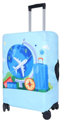 Kofferhülle Elastisch, Kofferschutzhülle für Koffer XXL, Koffer Hülle Schutz mit Klettverschluss, Waschbare & Wiederverwendbare Koffer-Abdeckungen, Strapazierfähiges Reise Cover (Blaues Flugzeug)