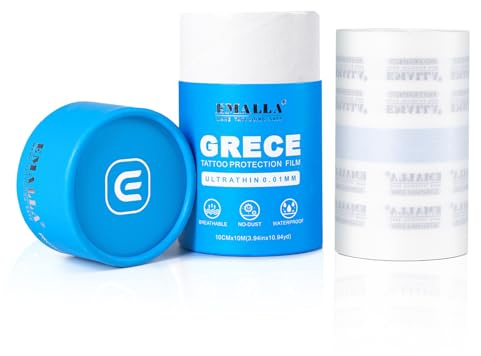 EMALLA GRECE Matte Second Skin Tattoo Folie Heilung 10cm x 10m | Tattoo Protection Film 0.01mm Ultradünne Pflaster Wasserdicht Klebebandage für Aftercare Pflege
