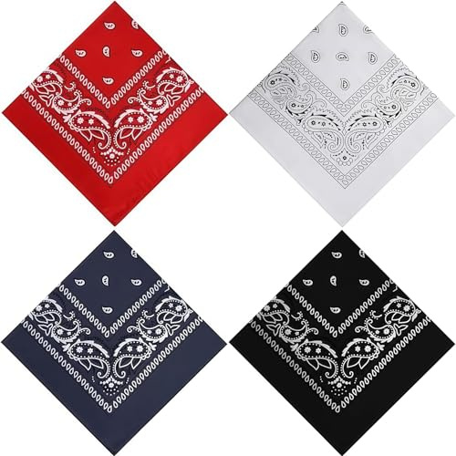 Heyumybit Bandana Kopftuch,4 Stück Paisley Halstuch,Nickitücher Sommer,Unisex Tuch Bindetuch,Multifunktionale Stirnbänder für MRadfahren,Wandern,Laufen,Motorradfahren