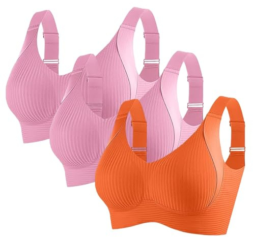 Cocila Reggiseno A Fascia Love+Able Confezione da 3 Reggiseni Sportivo da Donna di Grandi con Cuciture Reggiseno Sottile Estivo Senza Ferretto Schiena Scoperta Tezenis Morbido di Base Brick Rosso S