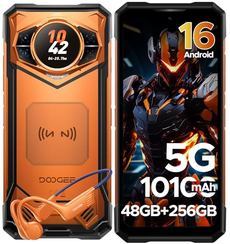 DOOGEE S200 Rugged Smartphone 5G, 6.72 FHD+ 120Hz Android 16 Phone,1.32 AMOLED Rear Display Rugged Phone, 48GB+256GB/2TB, 10100mAh/33W, 100MP Rugged Mobile Phones, AI Assistant/Face ID/WiFi 6/NFC