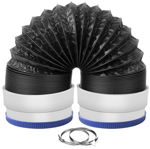 Builimeer 4Inch Flexible Dryer Vent Hose, 3FT 6-Layer Aluminum Dryer Duct with Rubber Seals Connectors, Heat-Resistant Exhaust Hose for Tight Spaces, Universal Dryer Vent Ventilation Kit with 2 Clamps