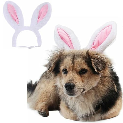 Dog Cute Costume Bunny Rabbit Hat Headband with Ears for Cats & Dogs Party Costume Easter Halloween Headwear (Large)