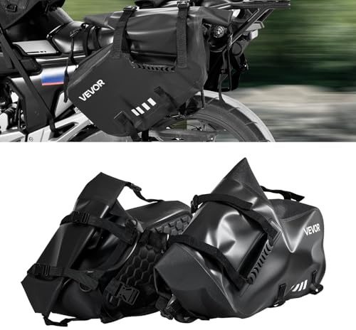 VEVOR Borsa da Sella Laterale per Moto, 28 L Borsa a Tracolla con Cinghia Inferiore, Compatibile con Maggior Parte delle Motociclette, Portabagagli per Moto Sportive all'Aperto, Nero