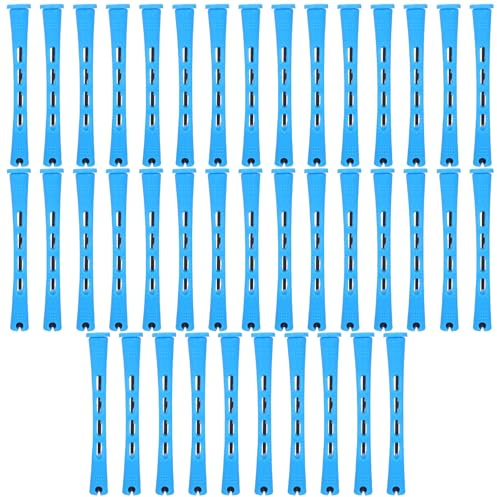 40 Pcs Perm Rods for Short & Long Hair, Small Hair Rollers for Women, Plastic Cold Wave Curling Rods, Perm Kit, Women's DIY Hairdressing Tools (Blue, 3.27×0.37 Inch)