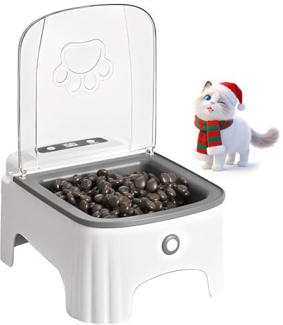GLYYR Mangeoire Automatique pour Chat – Capteur Intelligent, Bol de Nourriture Rabattable, Amovible Distributeur De Nourriture pour Animaux De Compagnie avec Affichage LCD, Acier Inoxydable, Noir