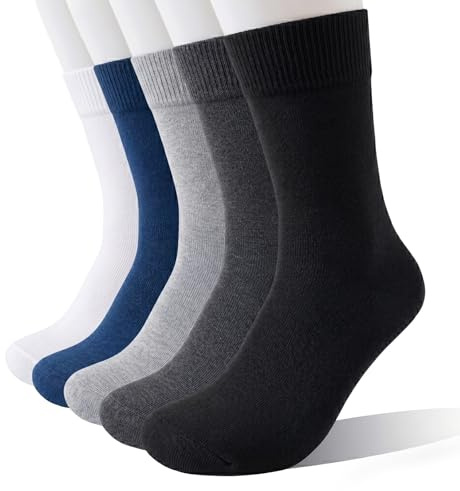 Wamicu Chaussettes Homme 43-46, 5 Paires Fines Chaussettes en Coton Peigné