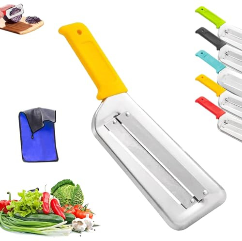 Cuchillo Triturador De Col, Rallador De Col De Acero Inoxidable Para Ensalada De Col, Cuchillo Cortador De Col De Doble Hoja Para Lechuga, Pelador De Col Y Rallador De Lechuga (Amarillo)