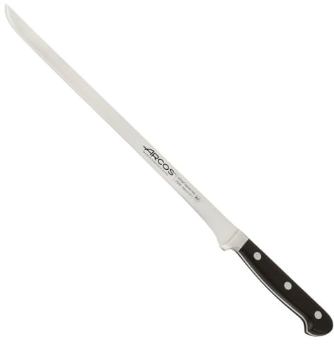 Arcos Serie Clasica - Coltello Prosciutto - Acciaio Inossidabile Forgiato Nitrum 300 mm - Manico Polioxymetilene (Pom) Colore Nero