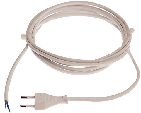 as - Schwabe Cavo di Collegamento Euro - H03VVH2-F 2x0,75 mm, 1,5 m - Spina Piatta Euro Con Cavo 30 mm Spelato Con Puntali - IP20 - Bianco, 70641