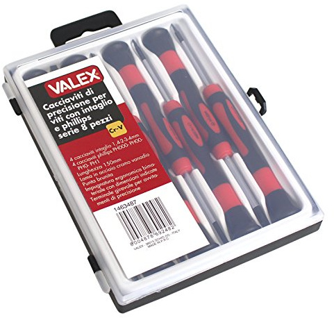Valex 1463487.0 Lot de 8 tournevis de précision pour vis fendues et cruciformes