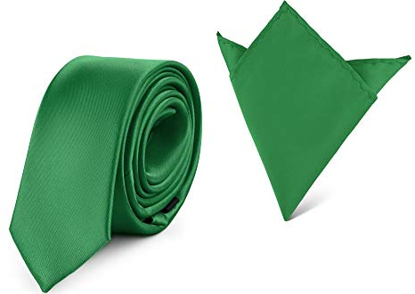 Ladeheid Herren Schmale Krawatte & Einstecktuch Set SP/P (150cm x 5cm, 22cm x 22cm)