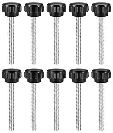 sourcing map 10 Stk.Gerändelt Drehknopf Griff Daumen Schraube auf Typ M5 x 50mm Außen Gewin