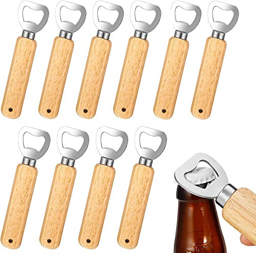 Ouvre-bouteilles, 10 Pièces Poignée en bois ouvre-bouteille de bière portable durable ouvre-bouteille en bois naturel grand cadeau pour hommes